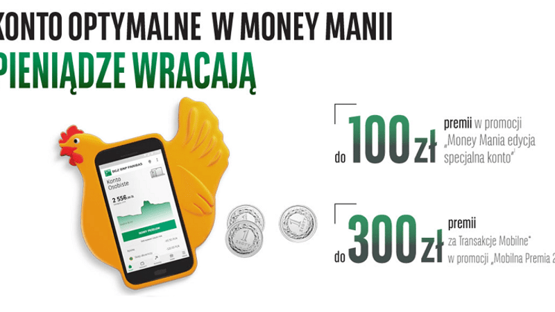 Money Mania w BGŻ BNP Paribas: do 400 zł dla nowych posiadaczy Konta Optymalnego