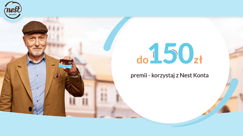 150 zł za otwarcie i aktywne korzystanie z darmowego Nest Konta w Nest Banku