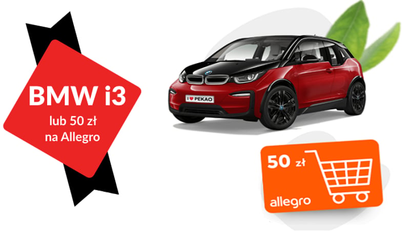 BMW i3 o wartości 169 000 zł i karty podarunkowe Allegro (50 zł) w loterii Banku Pekao!