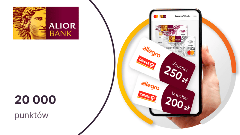 Nawet 20 000 punktów (250 zł) za przystąpienie do programu Mastercard Bezcenne Chwile z kartą płatniczą Alior Banku