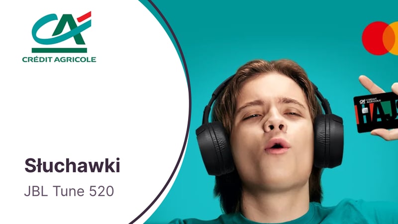 Słuchawki JBL Tune z pakietem gadżetów z Kontem dla Ciebie GO! w banku Credit Agricole