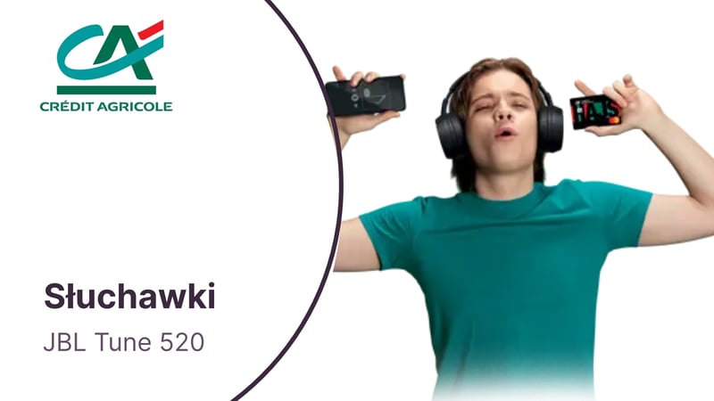 Słuchawki JBL Tune z pakietem gadżetów z Kontem dla Ciebie GO! w banku Credit Agricole