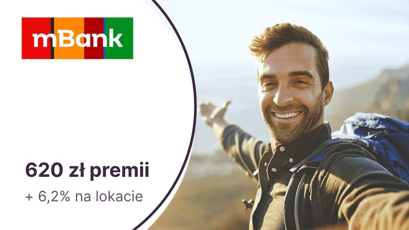 520 zł premii za mKonto Intensive + 100 zł za konto dla niepełnoletniego + 6,2% na lokacie w mBanku