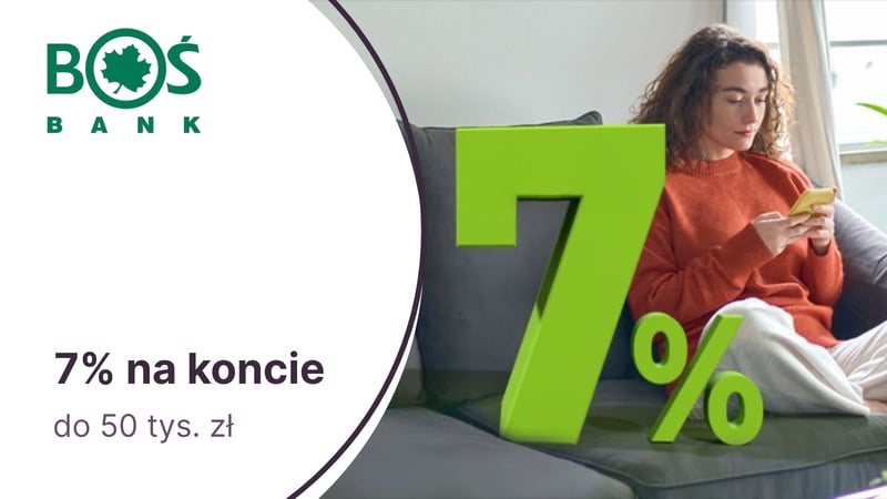 7% na Koncie Oszczędnościowym Cyfrowy Zysk w BOŚ Banku