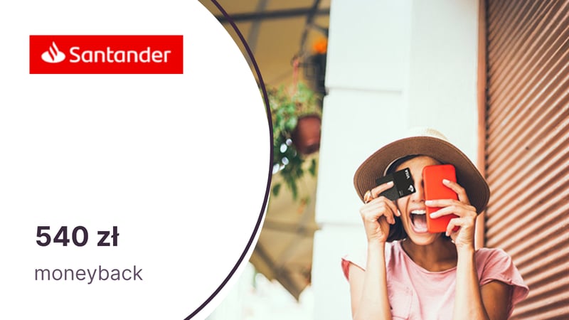 540 zł moneyback (45 zł/miesiąc) z kartą kredytową Visa Bonus Santander Bank Polska