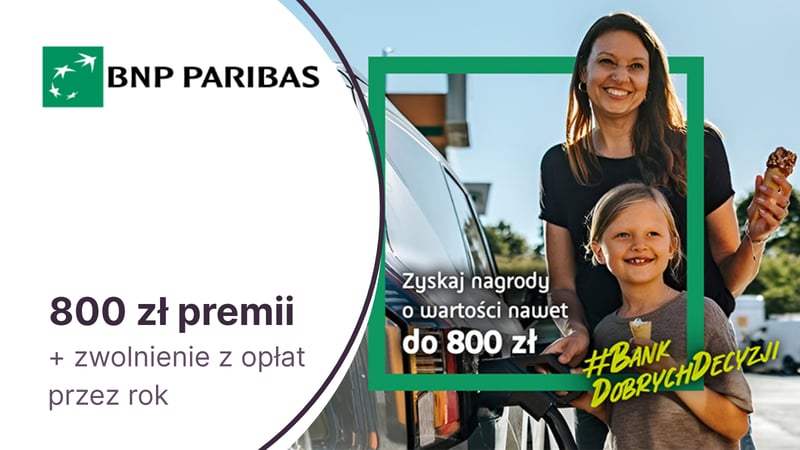 800 zł za kartę kredytową BNP Paribas