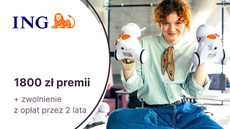 1800 zł premii + zwolnienie z opłat przez 2 lata z Kontem Direct dla Firmy w ING Banku Śląskim