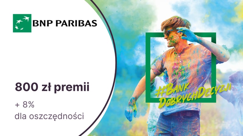 Do 800 zł premii + 8% dla oszczędności z Kontem Otwartym na Ciebie w BNP Paribas