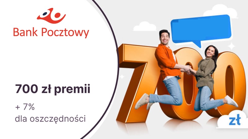 Do 700 zł premii dla nowych posiadaczy Konta w Porządku w Banku Pocztowym