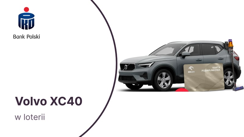 Volvo XC40 (wartość 154 356 zł) i inne nagrody w loterii dla korzystających z ubezpieczenia PKO Moto w PKO BP