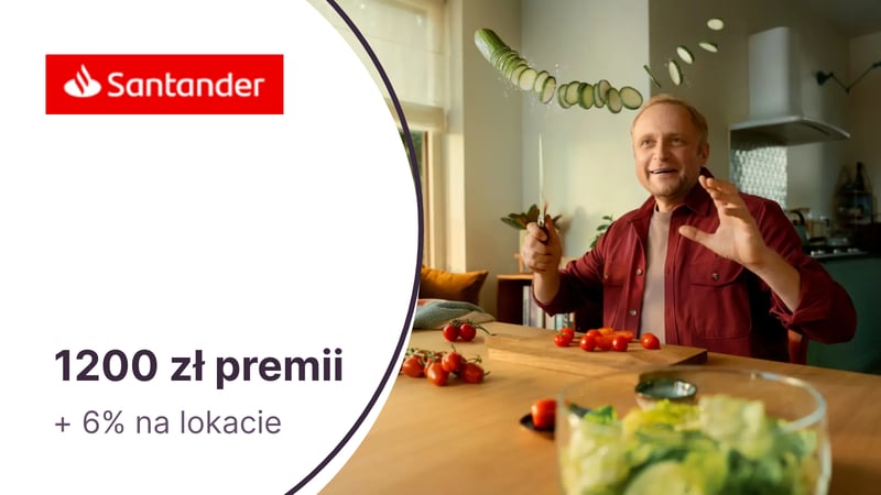 1200 zł + 6% na lokacie z kontem osobistym w Santander Bank Polska
