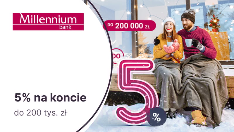 5% do 200 tys. zł na Koncie Oszczędnościowym Profit w Banku Millennium