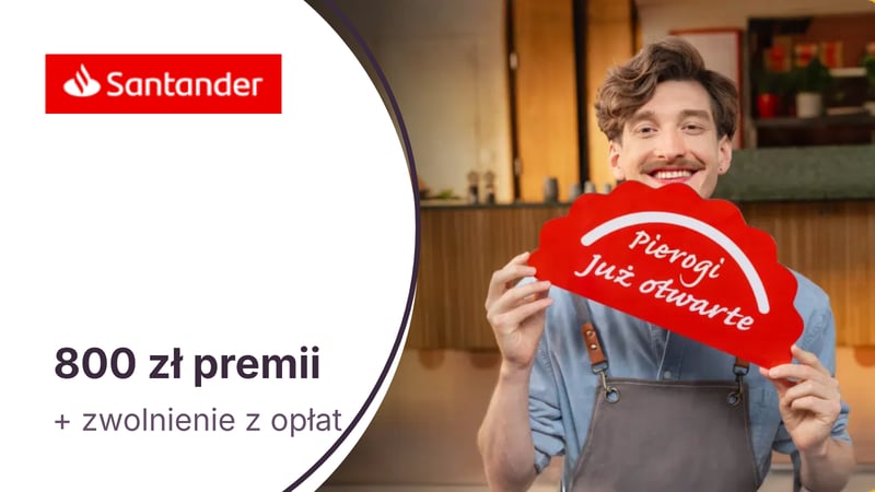 800 zł premii dla nowych JDG w promocji Konta Firmowego Online w Santander Bank Polska