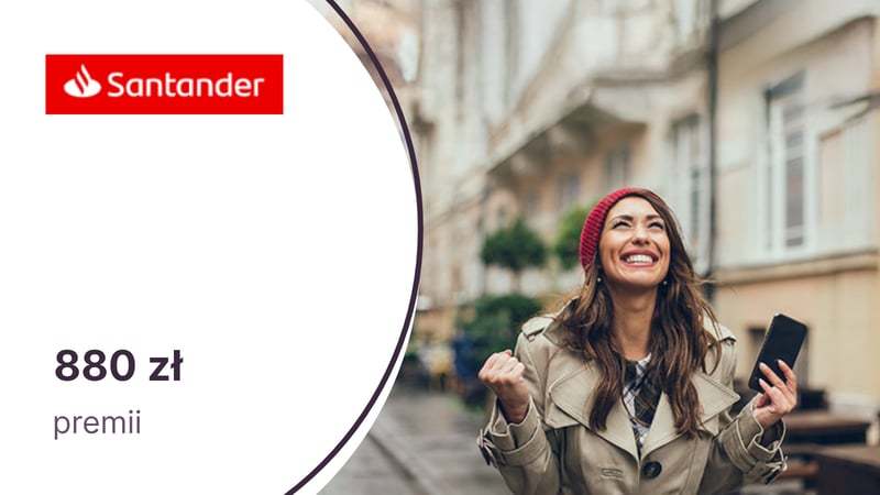 880 zł premii z kartą kredytową Visa Bonus lub World Mastercard Santander Bank Polska