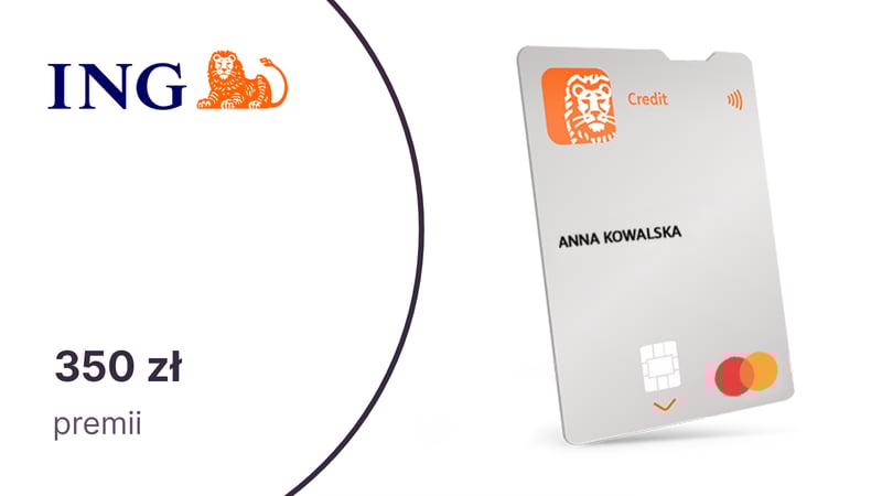 350 zł premii z kartą kredytową od ING Banku Śląskiego
