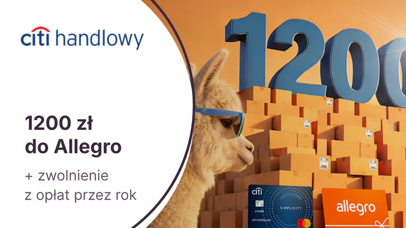 1200 zł do Allegro + roczne zwolnienie z opłat za kartę kredytową Citi Simplicity Citibanku