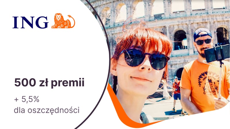 500 zł premii z Kontem z Lwem Direct lub Mobi w ING Banku Śląskim + 5,5% dla oszczędności