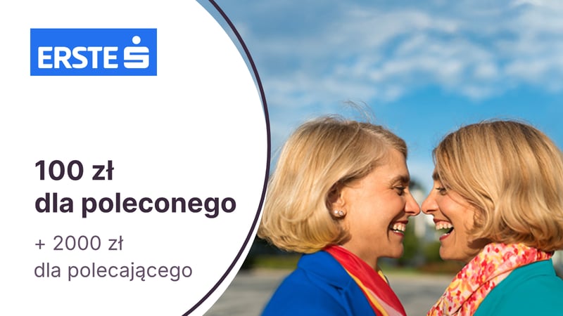 100 zł w formie karty podarunkowej lub 4 bilety do kina w programie „Polecam mój Bank” w Erste Bank Polska (d. Santander Bank Polska)