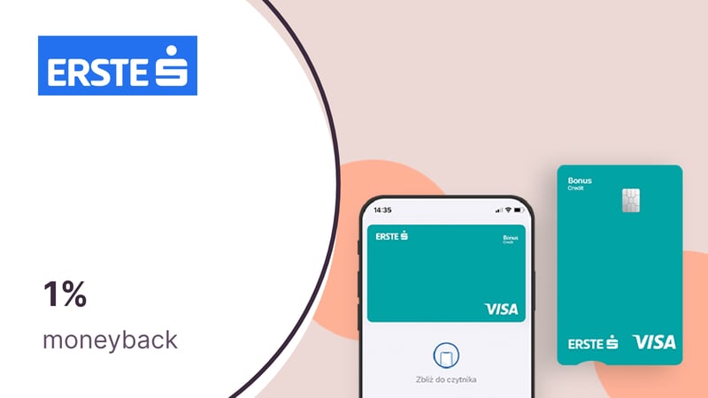 1% moneyback (15 zł/miesiąc) z kartą kredytową Visa Bonus Erste Bank Polska (d. Santander Bank Polska)