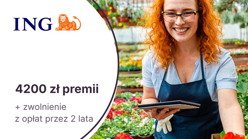 4200 zł premii + zwolnienie z opłat przez 2 lata dla JDG z Kontem Direct dla Firmy w ING Banku Śląskim