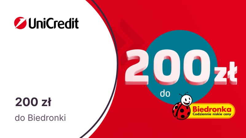200 zł premii do Biedronki z bezpłatnym kontem osobistym w UniCredit