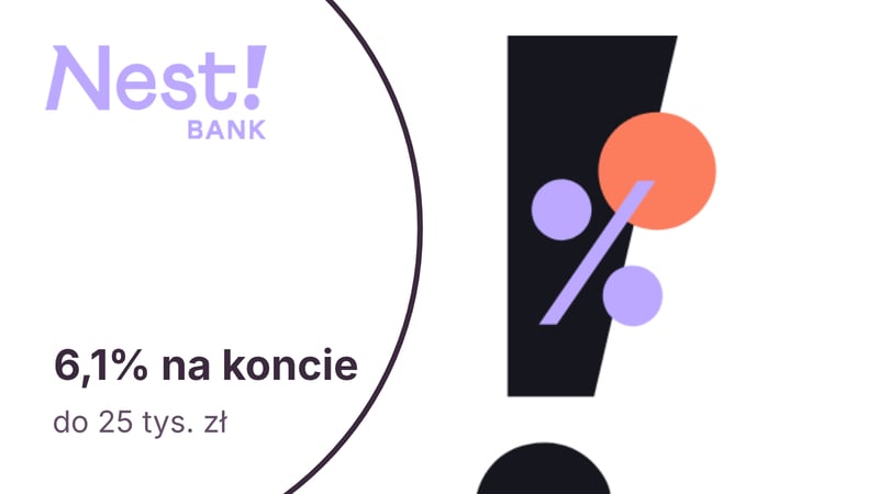 6,1% przez 3 miesiące na Nest Koncie Oszczędnościowym w Nest Banku