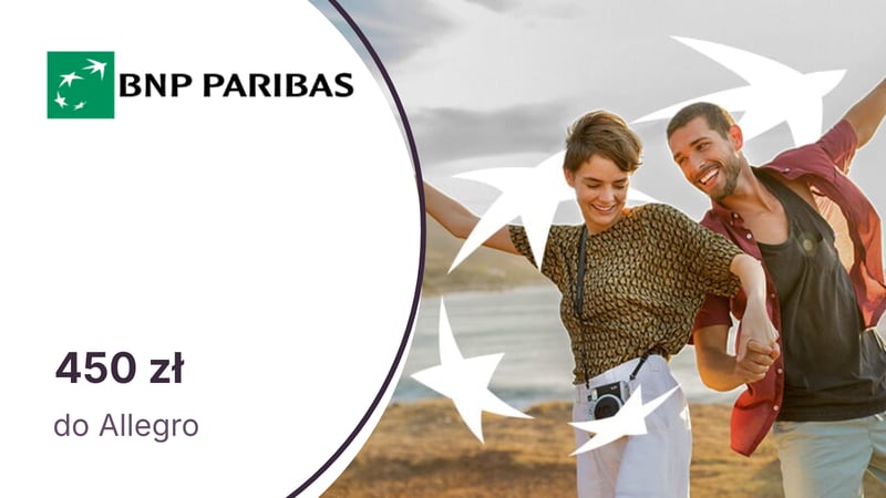 450 zł do Allegro z kartą kredytową z oferty BNP Paribas + roczne zwolnienie z opłaty