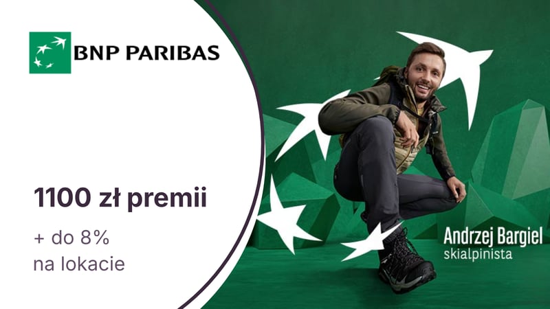 1100 zł + bezterminowe zwolnienie z opłat za kartę z Kontem Otwartym na Ciebie w BNP Paribas