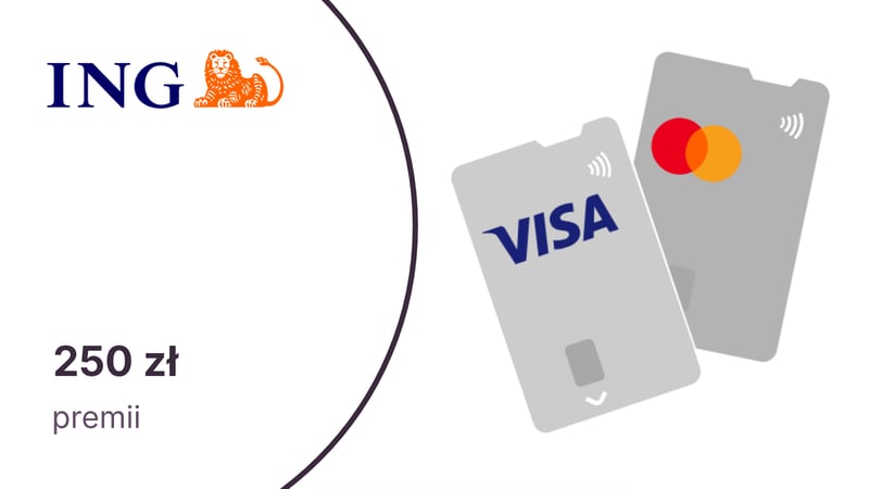 250 zł premii za kartę kredytową Mastercard lub Visa od ING Banku Śląskiego