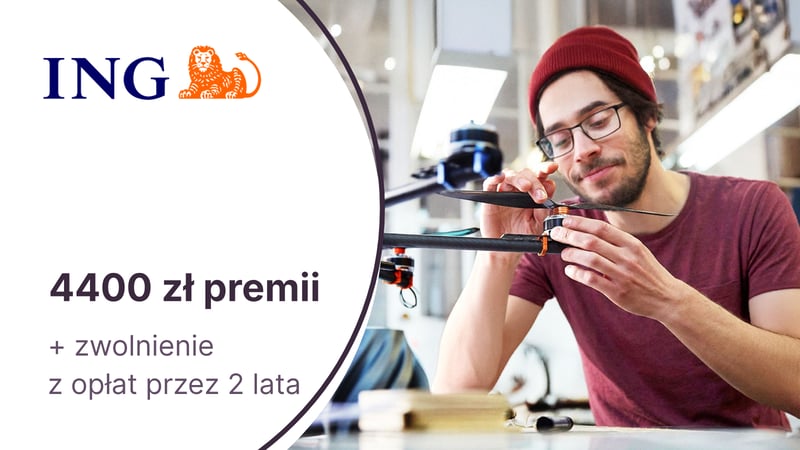 4400 zł premii + zwolnienie z opłat przez 2 lata dla JDG z Kontem Direct dla Firmy w ING Banku Śląskim