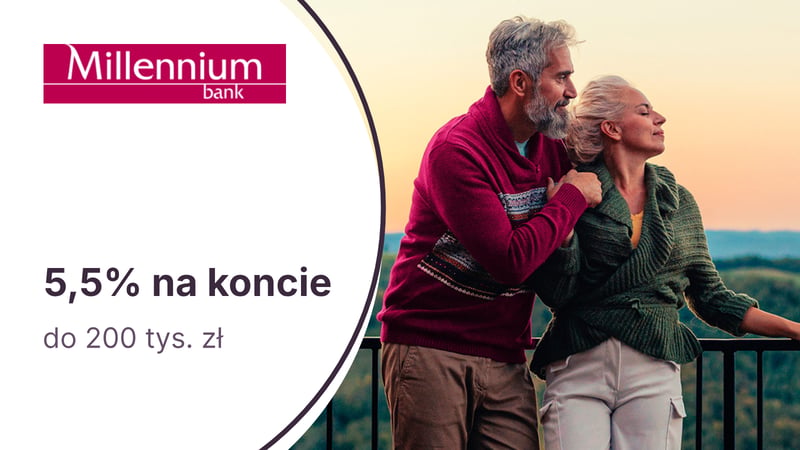 5,5% do 200 tys. zł na Koncie Oszczędnościowym Profit w Banku Millennium